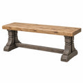 Panca 180 x 40 x 45 cm in legno massello marrone e grigio stile rustico