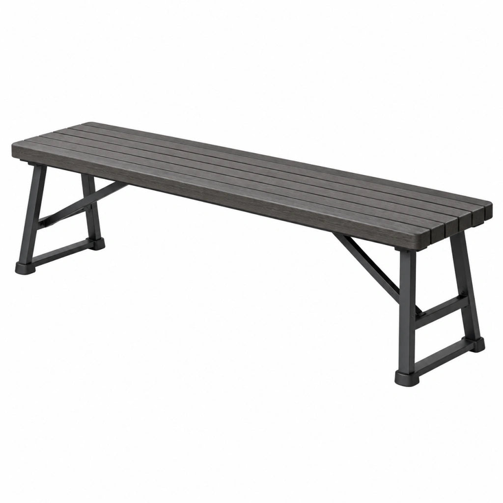 Panca da giardino 180 x 35 x 45 cm in legno composito grigio antracite con struttura in metallo