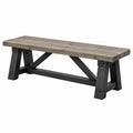 Panca 180 x 40 x 45 cm in legno grigio e nero - stile rustico con struttura a cavalletto