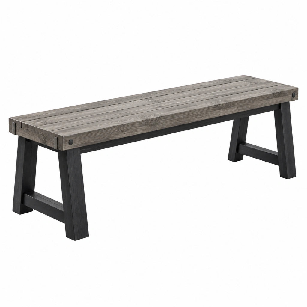 Panca 180 x 40 x 45 cm in legno grigio scuro stile rustico