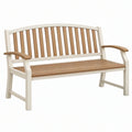 Panca da giardino 120 x 65 x 90 cm in legno bianco/marrone con schienale e braccioli