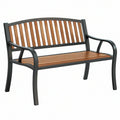 Panca da giardino 120 x 65 x 85 cm in metallo e legno marrone nero - stile classico con braccioli
