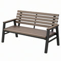 Panchina da giardino 120 x 60 x 88 cm in metallo e materiale sintetico effetto legno marrone e nero con braccioli