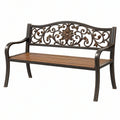 Panca da giardino 120 x 60 x 90 cm in metallo marrone stile classico