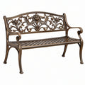 Panchina da giardino 120 x 55 x 95 cm in metallo bronzo con motivo floreale classico
