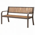 Panchina da giardino 120 cm in metallo e legno marrone con braccioli