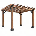 Pergola da giardino 300 x 300 x 240 cm in legno marrone con copertura a listelli
