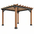 Pergola da giardino 300 x 300 x 230 cm in legno e acciaio marrone e nero - copertura a listelli