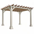 Pergola da giardino 300 x 300 x 250 cm in legno bianco e marrone - struttura con travi superiori
