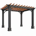 Pergola da giardino 300 x 300 x 250 cm in metallo e legno nero/marrone stile classico