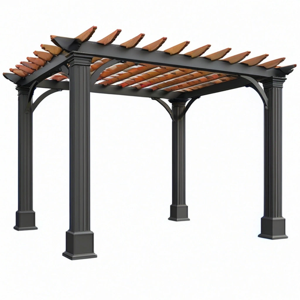 Pergola da giardino 300 x 300 x 250 cm in metallo e legno nero/marrone stile classico