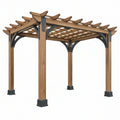 Pergola da giardino 300 x 300 x 240 cm in legno marrone con struttura metallica
