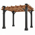 Pergola da giardino 300 x 300 x 250 cm in legno e metallo marrone nero