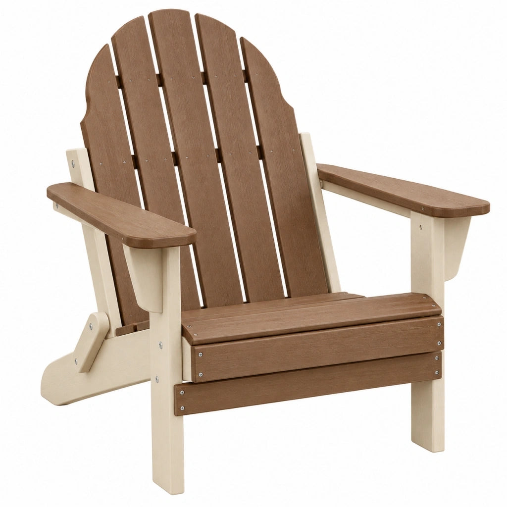 Sedia Adirondack 82 x 78 x 98 cm in plastica effetto legno marrone e avorio per esterno