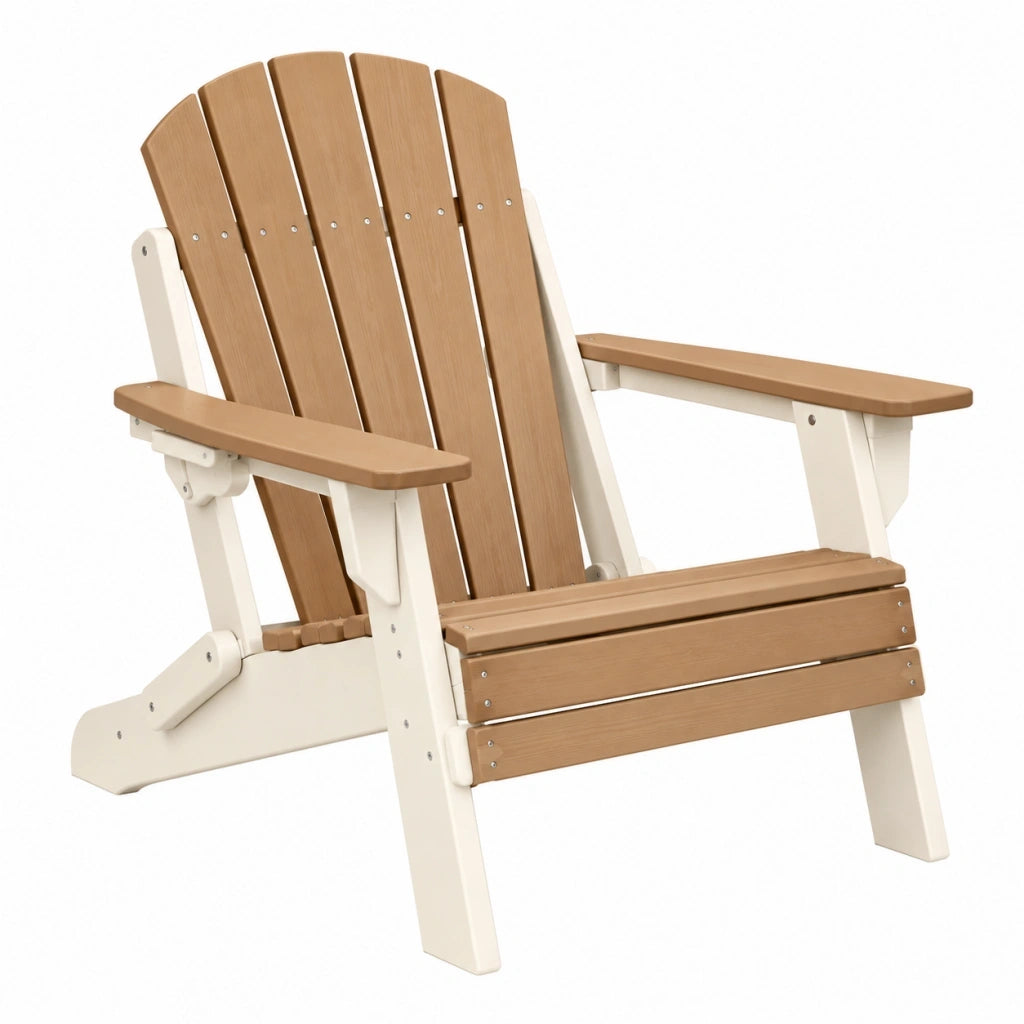 Sedia Adirondack da esterno 83 x 79 x 94 cm in plastica effetto legno marrone e bianco reclinabile