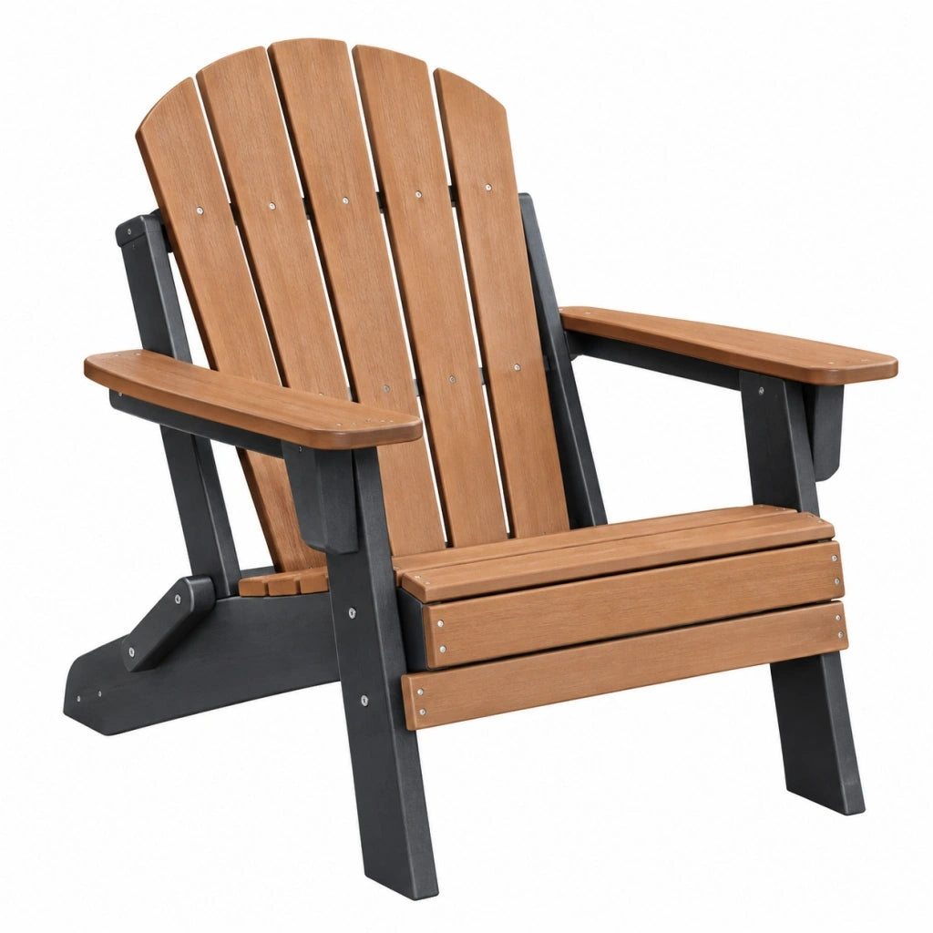 Sedia da giardino Adirondack 83 x 80 x 97 cm in legno marrone e metallo nero con braccioli