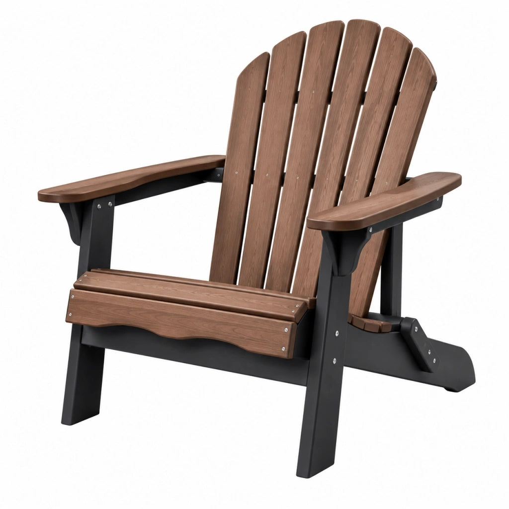 Sedia Adirondack da giardino 83 x 76 x 98 cm in materiale sintetico marrone e nero con braccioli