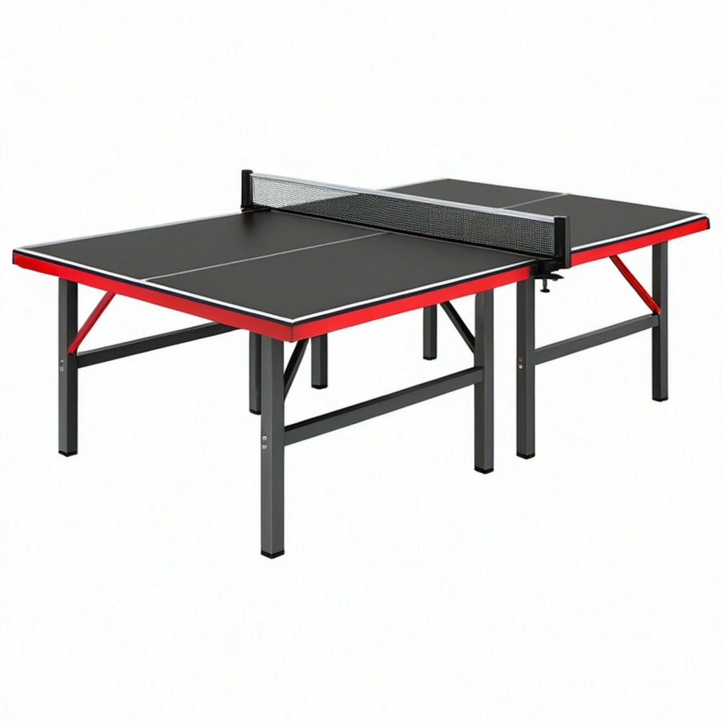 Tavolo da ping pong 274 x 152.5 x 76 cm in acciaio nero e rosso pieghevole con rete