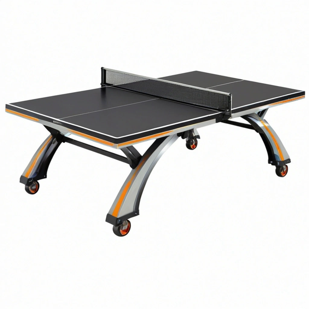 Tavolo da ping pong 274 x 152.5 x 76 cm nero e grigio in metallo con ruote stile moderno
