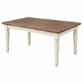 Tavolo da pranzo 180 x 100 x 76 cm in legno marrone e bianco stile classico