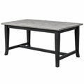 Tavolo da pranzo 150 x 90 x 76 cm in legno nero con piano grigio effetto marmo stile classico