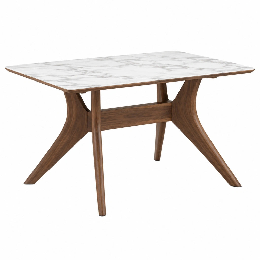 Tavolo da pranzo 180 x 90 x 75 cm in legno marrone con piano effetto marmo stile contemporaneo