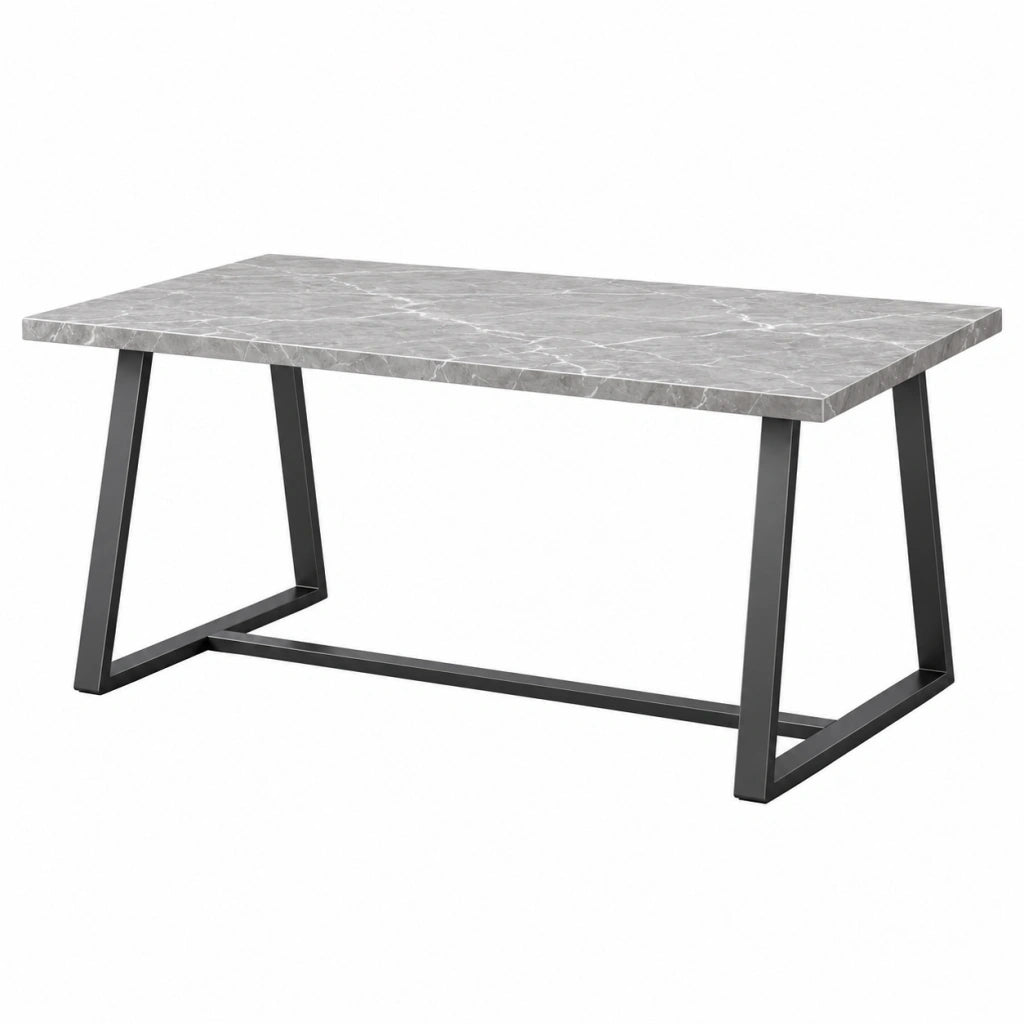 Tavolo da pranzo 160 x 80 x 75 cm effetto marmo grigio con struttura in metallo stile industriale